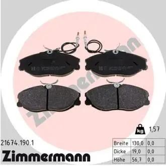 Гальмівні колодки, дискове гальмо (набір) ZIMMERMANN 216741901