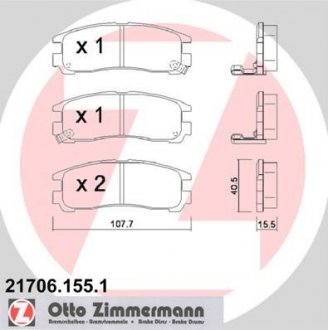 Гальмівні колодки, дискове гальмо (набір) ZIMMERMANN 217061551