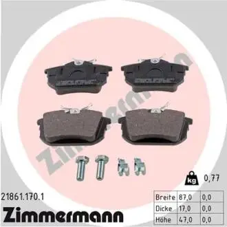 Гальмівні колодки, дискове гальмо (набір) ZIMMERMANN 218611701