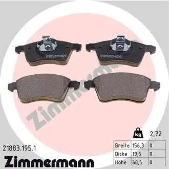 Гальмівні колодки, дискове гальмо (набір) ZIMMERMANN 218831951