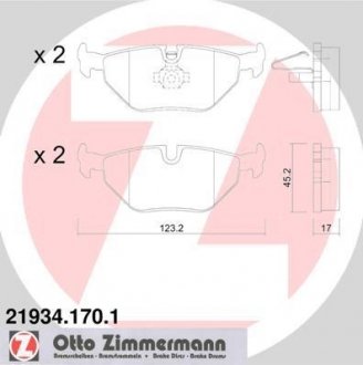 Тормозные колодки (задние) BMW 3 (E46) 98-07 (Ate-Teves) ZIMMERMANN 21934.170.1