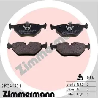 Колодки гальмівні (задні) BMW 3 (E46) 98-07 (Ate-Teves) ZIMMERMANN 21934.170.1