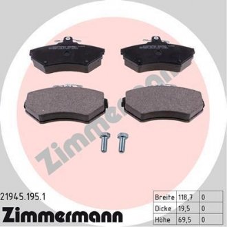 Колодки тормозные дисковые, к-кт ZIMMERMANN 219451951 (фото 1)