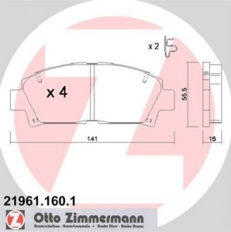 Тормозные колодки, дисковый тормоз.) ZIMMERMANN 219611601 (фото 1)
