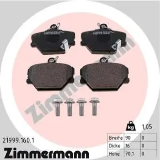 Тормозные колодки (передние) Smart 0.6/0.7/1.0i/0.8cdi (Bosch) ZIMMERMANN 21999.160.1