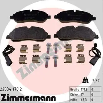 Колодки тормозные дисковые, к-кт ZIMMERMANN 220341702