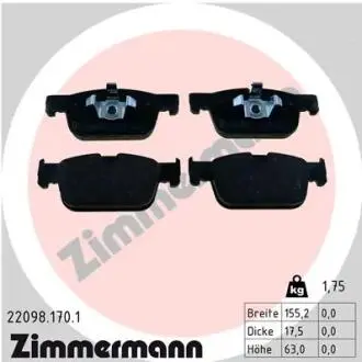 Колодки гальмівні (передні) Volvo S60 III/S90 II/ V60 II/ XC60 II (Teves) ZIMMERMANN 22098.170.1