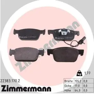 Тормозные колодки (передние) Audi A4/A5 16- (с датчиком) (Teves) ZIMMERMANN 22383.170.2