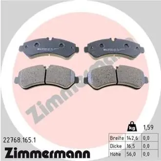 Тормозные колодки (передние) Toyota Camry 17-/Rav4/Lexus ES/UX 18- (Akebono) ZIMMERMANN 22768.165.1
