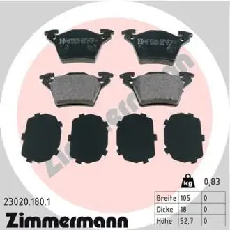 Гальмівні колодки, дискове гальмо (набір) ZIMMERMANN 230201801