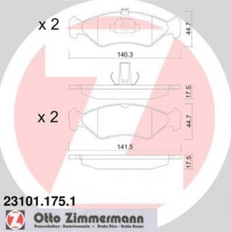 Тормозные колодки, дисковый тормоз.) ZIMMERMANN 231011751