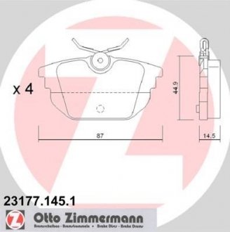 Тормозные колодки, дисковый тормоз.) ZIMMERMANN 231771451 (фото 1)