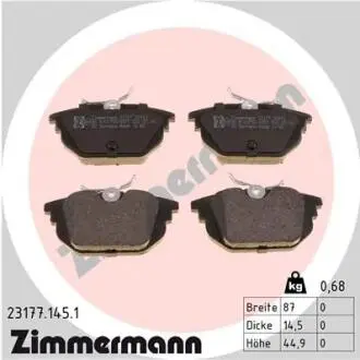 Гальмівні колодки, дискове гальмо (набір) ZIMMERMANN 231771451