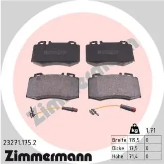Гальмівні колодки, дискове гальмо (набір) ZIMMERMANN 232711752
