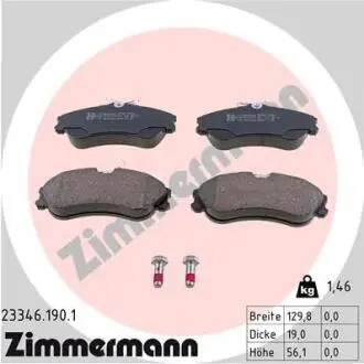 Гальмівні колодки, дискове гальмо (набір) ZIMMERMANN 233461901