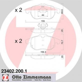 Тормозные колодки (передние) Opel Astra H/Vectra C/Signum/Fiat Croma 03- (Ate-Teves) ZIMMERMANN 23402.200.1