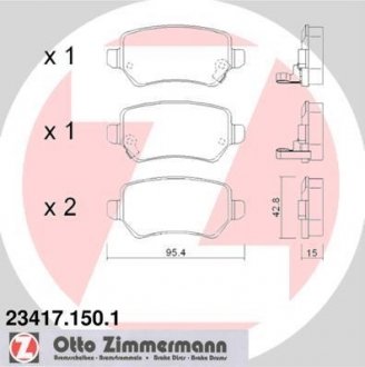 Тормозные колодки (задние) Opel Astra G/Combo 01-/Kia Cee\'d 15- (Lucas-Girling) ZIMMERMANN 23417.150.1