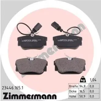 Гальмівні колодки, дискове гальмо (набір) ZIMMERMANN 234461651