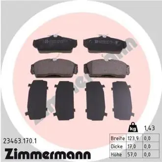 Гальмівні колодки, дискове гальмо (набір) ZIMMERMANN 234631701