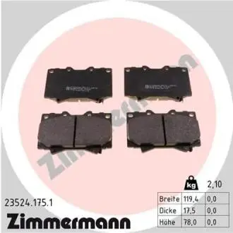 Колодки гальмівні (передні) Toyota Land Cruiser 90-07- (Sumitomo) 23524.175.1 ZIMMERMANN 235241751