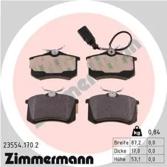 Гальмівні колодки, дискове гальмо (набір) ZIMMERMANN 235541702