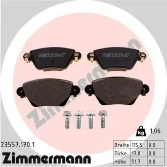 Гальмівні колодки, дискове гальмо (набір) ZIMMERMANN 235571701