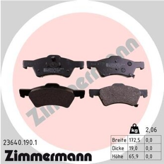 Тормозные колодки, дисковый тормоз.) ZIMMERMANN 236401901