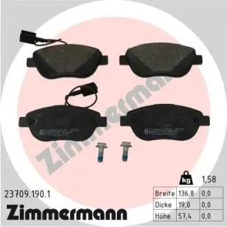 Гальмівні колодки, дискове гальмо (набір) ZIMMERMANN 237091901