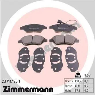 Тормозные колодки, дисковый тормоз.) ZIMMERMANN 237111901