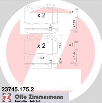 Тормозные колодки, дисковый тормоз.) ZIMMERMANN 237451752 (фото 1)