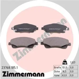 Колодки гальмівні (передні) Toyota Avensis/Corolla 03-09 (Bendix-Bosch) ZIMMERMANN 23768.185.1
