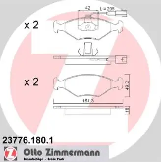 Тормозные колодки, дисковый тормоз.) ZIMMERMANN 237761801