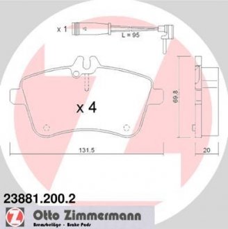 Тормозные колодки, дисковый тормоз.) ZIMMERMANN 238812002