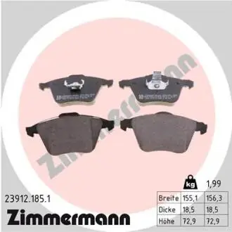 Гальмівні колодки, дискове гальмо (набір) ZIMMERMANN 239121851