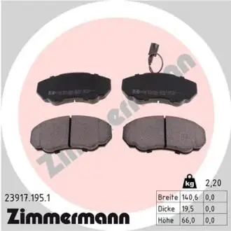 Колодки тормозные (передние) Citroen Jumper/Fiat Ducato/Peugeot Boxer 94-R15 (с датчиком) (Brembo) ZIMMERMANN 23917.195.1