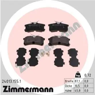 Гальмівні колодки, дискове гальмо (набір) ZIMMERMANN 240131551