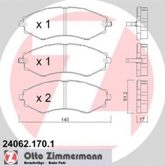 Тормозные колодки, дисковый тормоз.) ZIMMERMANN 240621701 (фото 1)