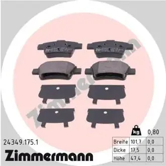 Гальмівні колодки, дискове гальмо (набір) ZIMMERMANN 243491751