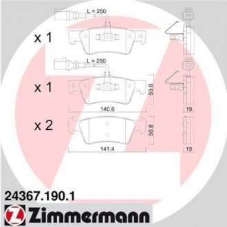 Гальмівні колодки, дискове гальмо (набір) ZIMMERMANN 243671901