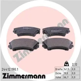 Колодки гальмівні (передні) Opel Astra J/Chevrolet Camaro/Malibu 12-/Insignia 08- (Mando) ZIMMERMANN 24412.190.1