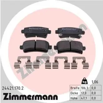 Гальмівні колодки, дискове гальмо (набір) ZIMMERMANN 244211702