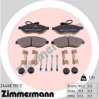 Гальмiвнi колодки дисковi переднi ZIMMERMANN 244681903