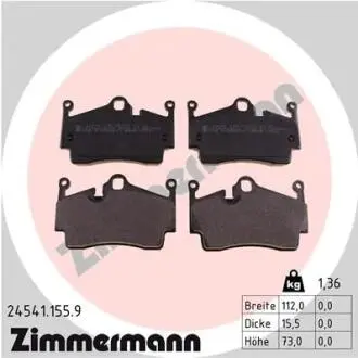 Гальмівні колодки, дискове гальмо (набір) ZIMMERMANN 245411559