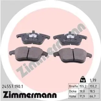 Колодки гальмівні (передні) Citroen C4 06-/Peugeot 5008 09-17 (Ate-Teves) ZIMMERMANN 24557.190.1