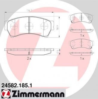 Колодки гальмівні (передні) Mazda 6 07-13 ZIMMERMANN 24582.185.1 (фото 1)