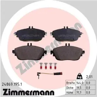 Колодки тормозные (передние) MB A-class (W176)/B-class (W242/246) 1.5D 11- (с датчиком) ZIMMERMANN 24869.195.1