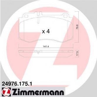 Тормозные колодки, дисковый тормоз.) ZIMMERMANN 249761751 (фото 1)