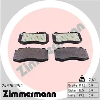 Гальмівні колодки, дискове гальмо (набір) ZIMMERMANN 249761751