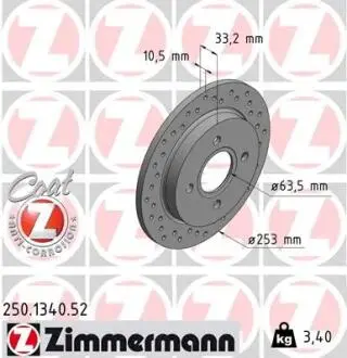 Тормозной диск ZIMMERMANN 250134052