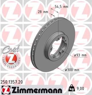 Гальмівний диск ZIMMERMANN 250135720